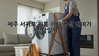 제주 서귀포 원룸 이사? 용달 대여가 정답일까요? 🤔
